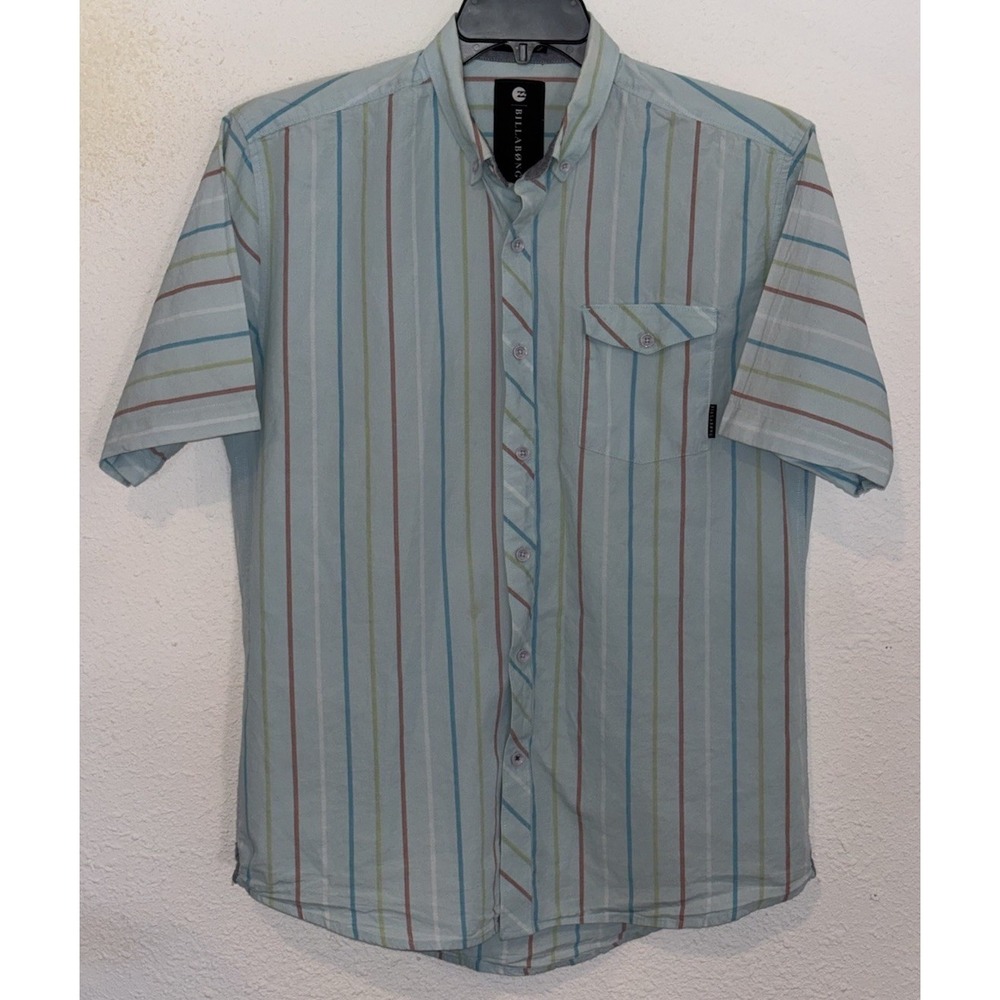Vintage Billabong Premium Quality Men's Striped Camp Shirt Size M 100% Cotton